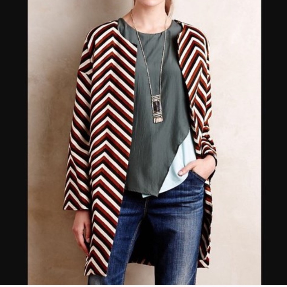 Anthropologie Chevron Long Blazer Jacket - size M/L